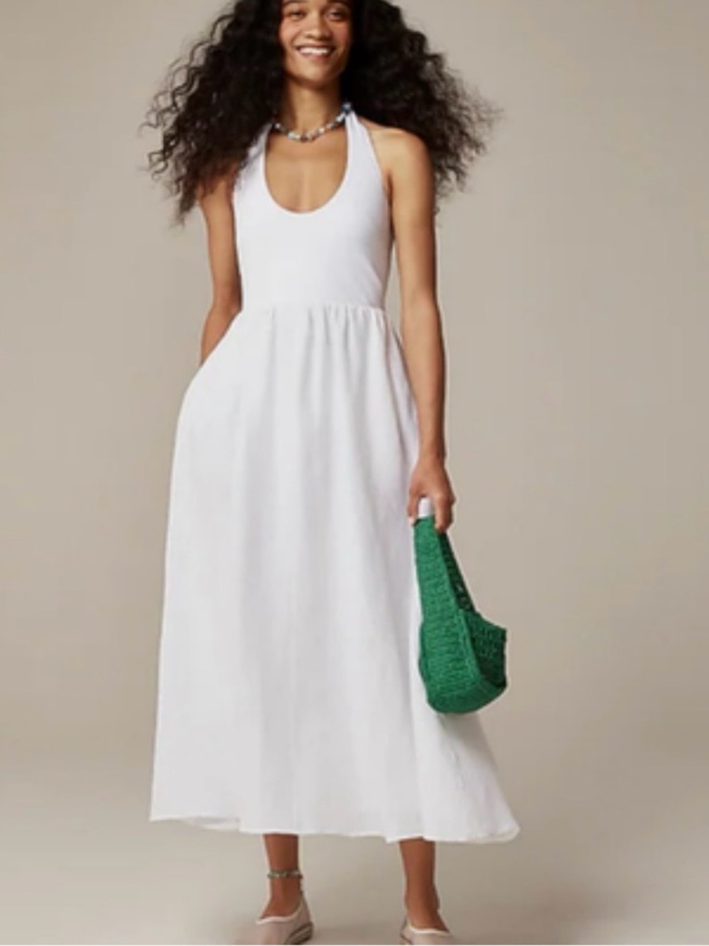 J Crew Halter Mixy Dress, white, size M, NWT